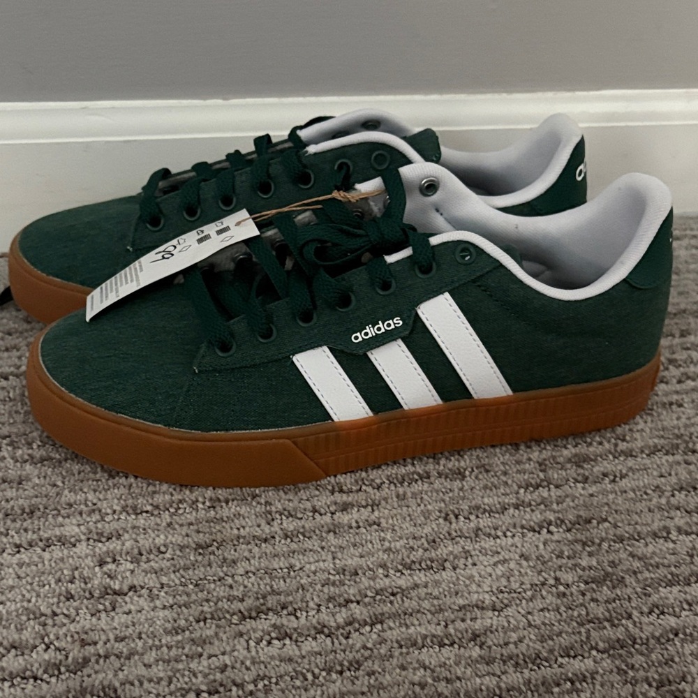 Adidas Green Daily 3.0 Sneakers with White Stripes